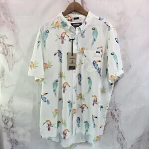 Chubbies Shirt Mens XXL 2X White Toucan Macaw Button Sleeve Friday Performance